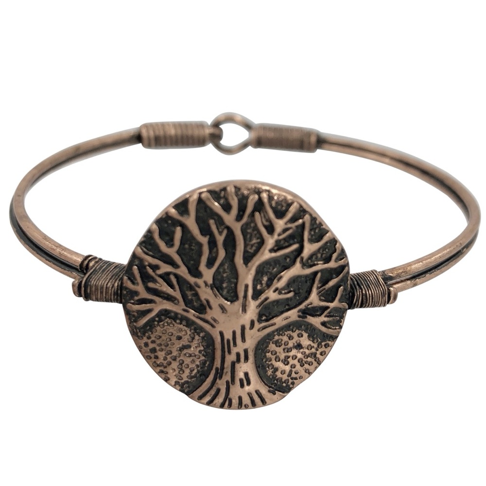 Tree of Life Copper Tone Simple Hook Bangle Bracelet